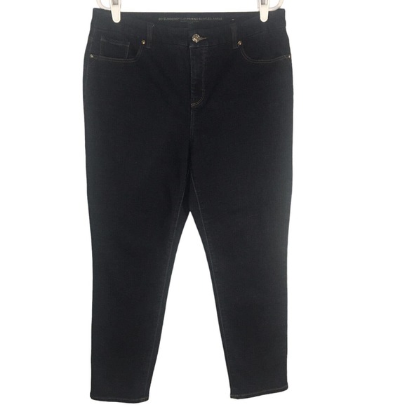 Chico's Women's Pants Size 12 Blue Dark Wash Skinny Ankle Button Zip Closure - Picture 10 of 11